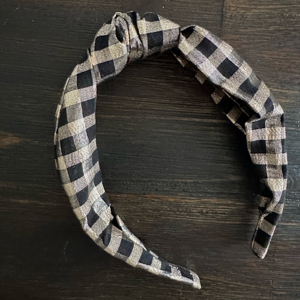 Shimmer Gingham Knotted Headband  J Crew